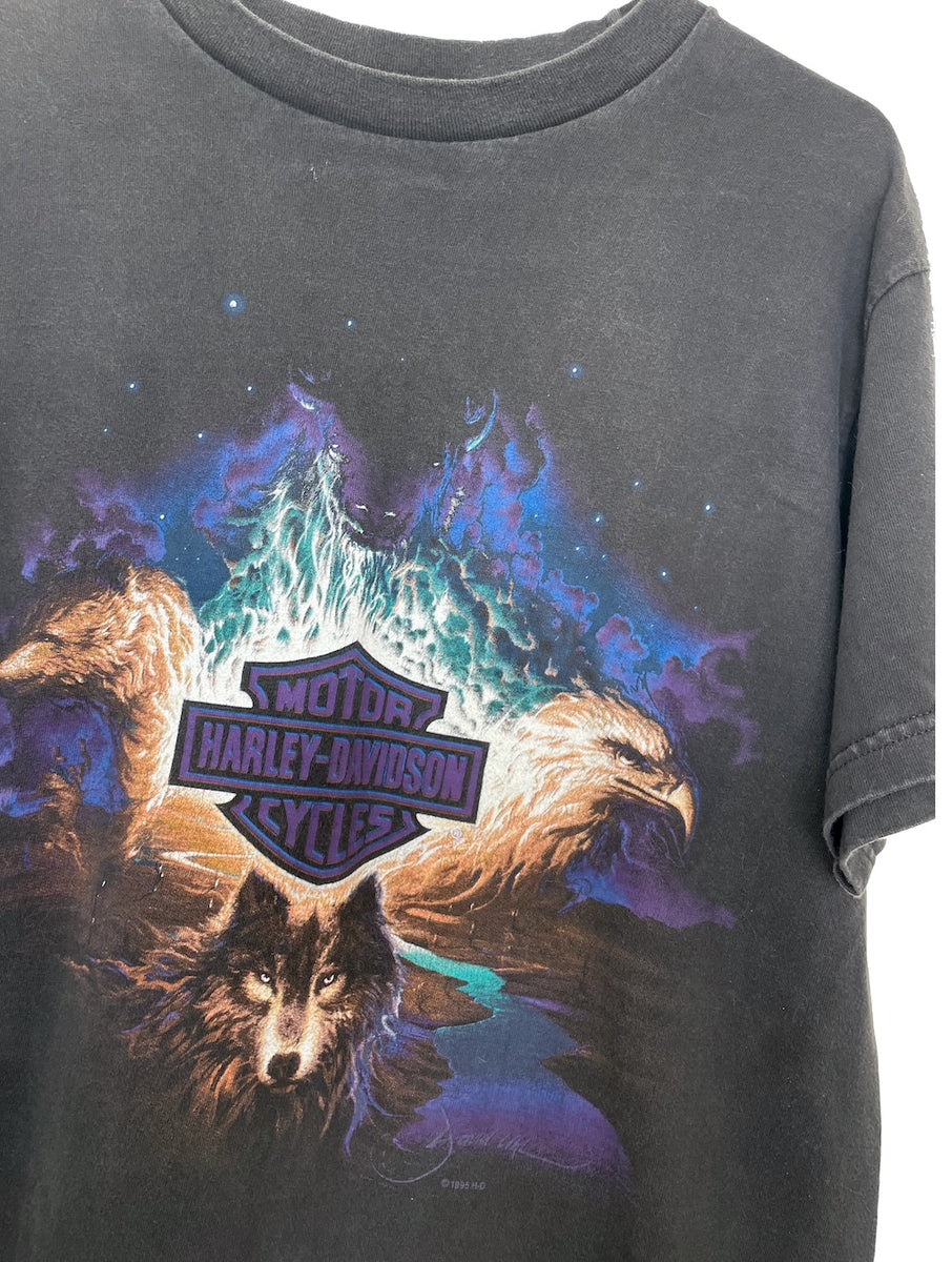 Vintage 90s Black and Purple Animal Design Harley-Davidson Tee