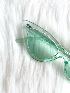 Space Babe Translucent Mint Green Cat Eye Sunglasses
