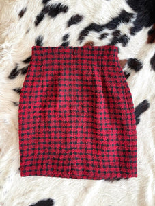 Too Cool for School Vintage 90s Red and Black Checkered Textured Mini Skirt