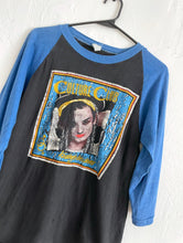 Load image into Gallery viewer, Vintage 80s Distressed Black and Blue Culture Club Kissing to be Clever Baseball Tee