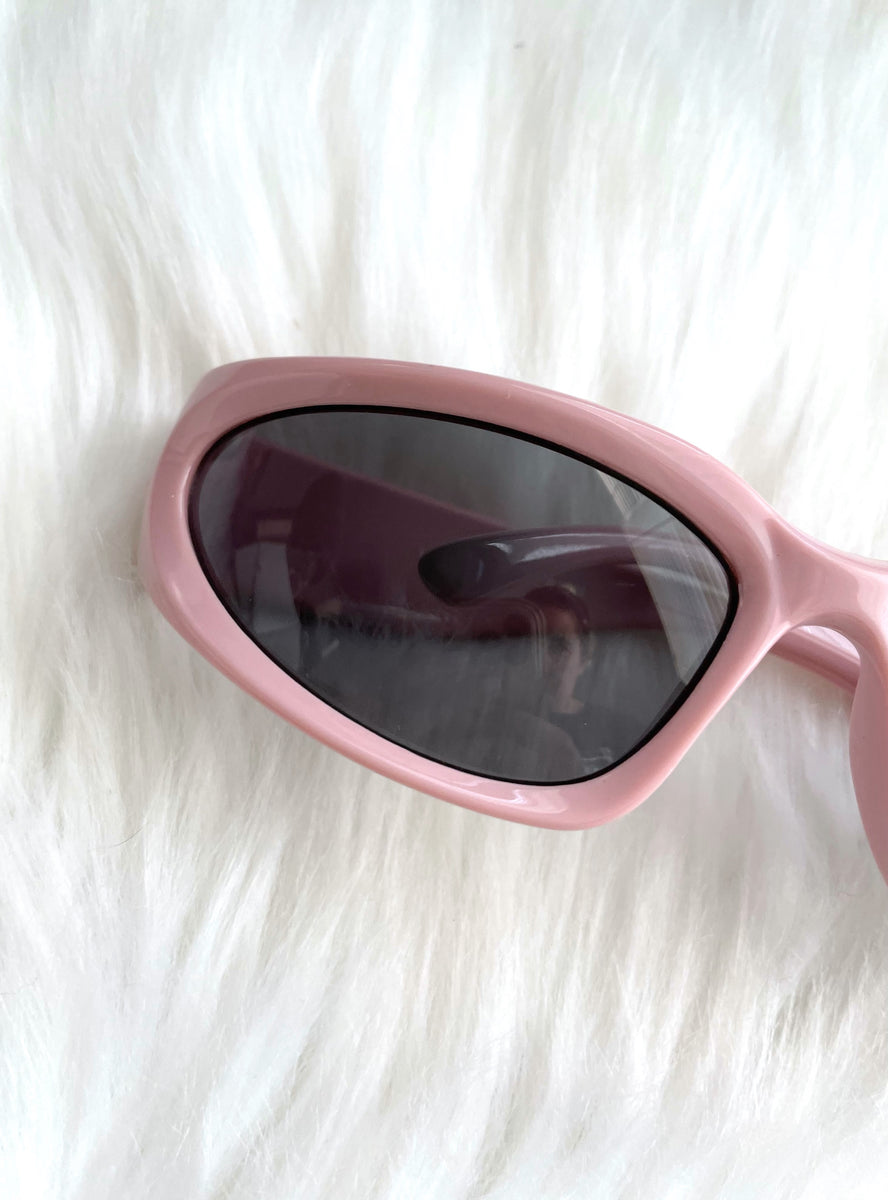 Pink and Black Y2K Style Wraparound Sunglasses – Total  display picture 1