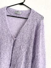 Load image into Gallery viewer, Vintage Y2K Purple Fuzzy Tie Front Cardigan