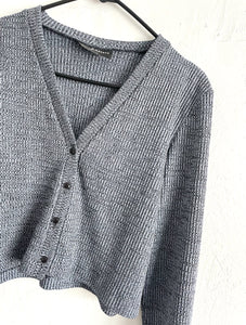 Vintage 90s Blue Cropped Textured Cardigan Top