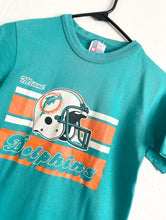 Load image into Gallery viewer, Vintage 80s Miami Dolphins Helmet Tee -- Size Extra Small/Small Retro