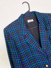 Load image into Gallery viewer, Vintage Blue and Purple Plaid Boyfriend Blazer