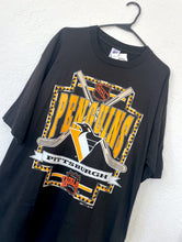 Load image into Gallery viewer, Vintage 90s Pittsburgh Penguins Crossed Hockey Sticks Logo Tee nhl