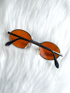 Vintage 90s Silver Round Orange Tinted Sunglasses