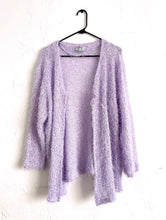 Load image into Gallery viewer, Vintage Y2K Purple Fuzzy Tie Front Cardigan