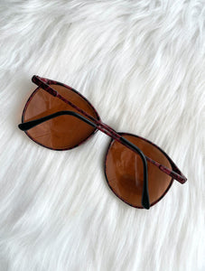 Vintage Brown and Black Round Oversized Sunglasses