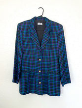 Load image into Gallery viewer, Vintage Blue and Purple Plaid Boyfriend Blazer