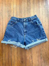 Load image into Gallery viewer, Vintage 90s Dark Wash High-Waisted Denim Cut-Off Shorts -- Size 30