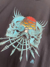 Load image into Gallery viewer, Vintage Paper Thin Skull and Barbed Wire Tee Tribal Retro Halloween