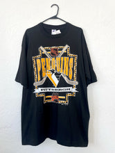 Load image into Gallery viewer, Vintage 90s Pittsburgh Penguins Crossed Hockey Sticks Logo Tee