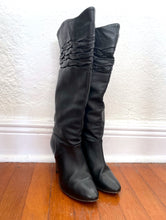 Load image into Gallery viewer, Vintage 80s Tall Black Leather Slouchy Boots -- Size 37