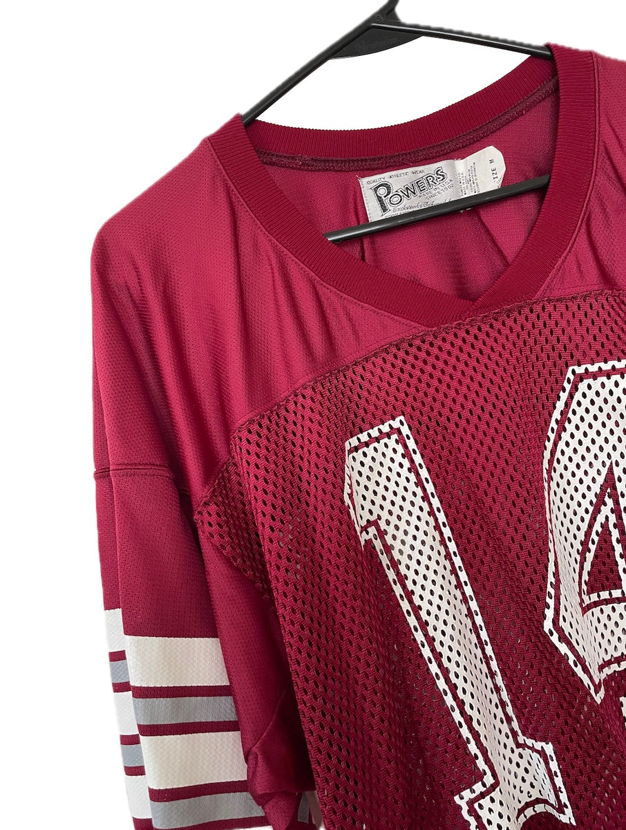 Vintage 80s Maroon Mesh Football Jersey Top Number 14 – Total