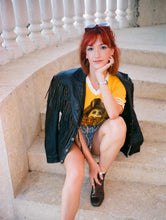 Load image into Gallery viewer, Vintage 80s Distressed Black Leather Fringe Jacket