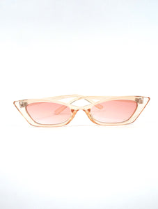 Colorful Square Skinny Cat Eye Sunglasses Pink