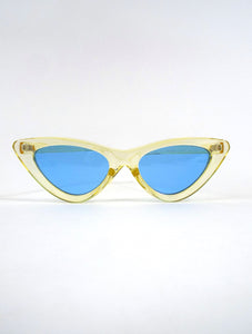 Yellow and Blue Skinny Cat Eye Sunglasses