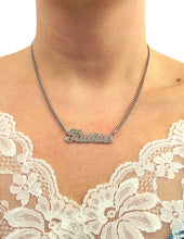 Load image into Gallery viewer, Silver Tone Cursive Zodiac Nameplate Necklace - Taurus