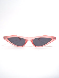 Y2K Translucent Skinny Cat Eye Sunglasses Frosty Pink