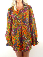 Load image into Gallery viewer, Flower Power Vintage 70s Floral Print Mini Dress