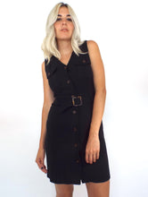 Load image into Gallery viewer, Business Bitch Vintage 90s Black Belted Dress - Size Small