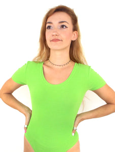 Vintage 90s Textured Short Sleeve Lime Green Bodysuit