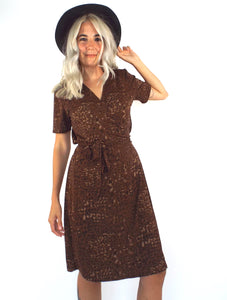Vintage 90s Brown Snake Print Wrap Dress