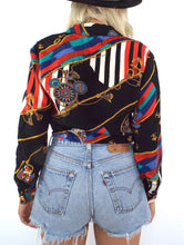Load image into Gallery viewer, Vintage 90s Nautical Print Tie Front Printed Cropped Button Down