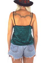 Load image into Gallery viewer, Vintage 90s FOXY Green Velvet Spaghetti Strap Tank Size Medium/Large