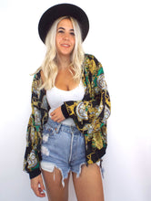 Load image into Gallery viewer, Vintage 80s Baroque-Style Clock Print Bomber Jacket