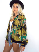 Load image into Gallery viewer, Vintage 80s Baroque-Style Clock Print Bomber Jacket