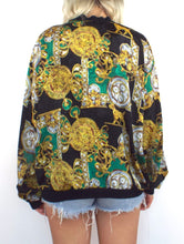 Load image into Gallery viewer, Vintage 80s Baroque-Style Clock Print Bomber Jacket