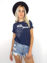Load image into Gallery viewer, Vintage 70s Distressed Navy Blue Lock Stock & Barrel Tee