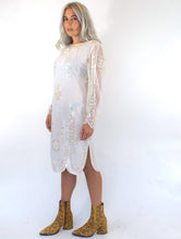 Load image into Gallery viewer, Vintage 80s White Sequined and Beaded Midi Dress
