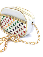 Load image into Gallery viewer, Vintage Rainbow Woven Faux Leather Chain Strap Crossbody Purse