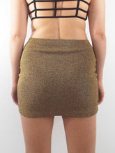 Load image into Gallery viewer, Dancing Queen Vintage High Waisted Metallic Gold Knit Mini-Skirt Size Small