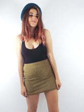 Load image into Gallery viewer, Dancing Queen Vintage High Waisted Metallic Gold Knit Mini-Skirt Size Small