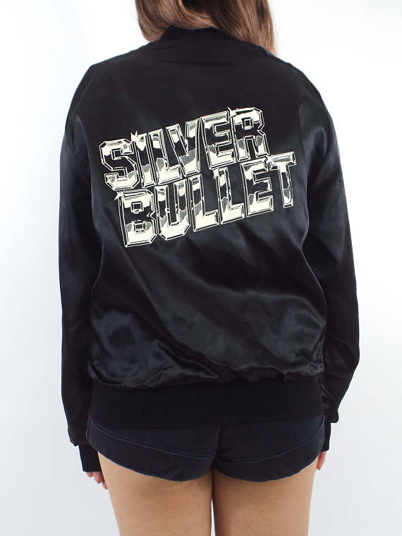 Vintage 80s Black Coors Light Silver Bullet Satin VarsityStyle Jacket