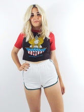 Load image into Gallery viewer, Vintage 70s High-Waisted Green and White Gym Shorts