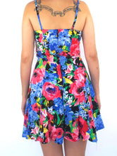 Load image into Gallery viewer, Vintage 90s Paris Blues Colorful Floral Print Romper Size Small
