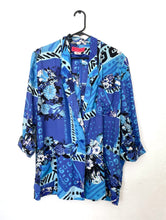 Load image into Gallery viewer, Vintage 80s Oversized Long Blue Floral Print Blazer