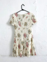 Load image into Gallery viewer, Vintage 90s Cream Lace Floral Print Dress