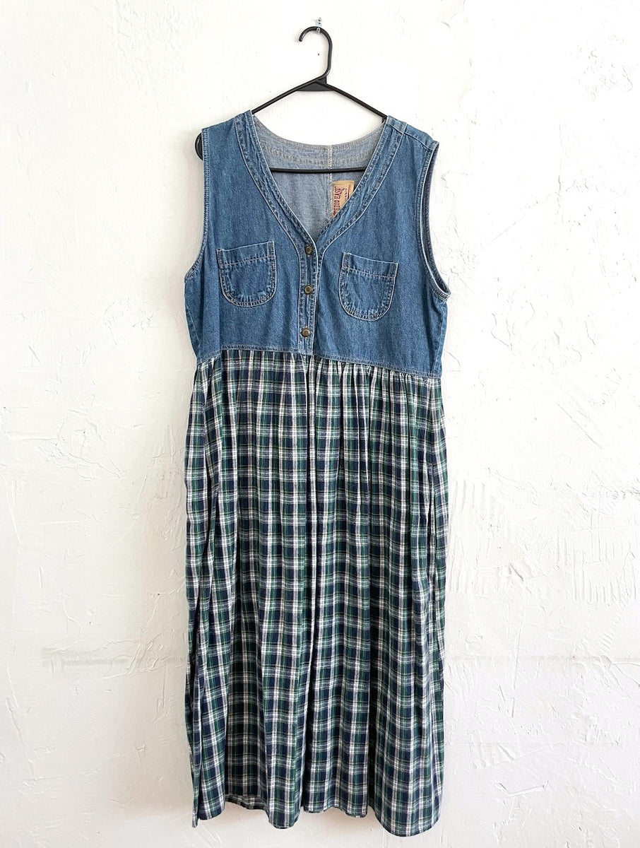 Pinterest 90s Plaid Dress 90's Plaid Dress // Vintage 1990s Brown Plaid  Pinafore