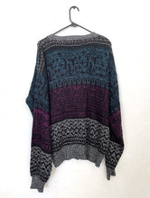 Load image into Gallery viewer, Vintage 90s Purple and Teal Printed Cozy Knit Cardigan
