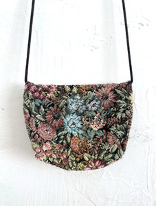 Vintage Tapestry Style Floral Print Crossbody Mini Purse