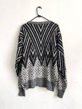 Load image into Gallery viewer, Vintage 90s Grey Zig Zag Print Cozy Knit Cardigan