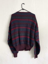 Load image into Gallery viewer, Vintage 80s Burgundy Striped Cozy Knit Wool Cardigan