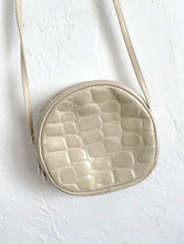 Load image into Gallery viewer, Vintage 80s Taupe Round Faux Alligator Crossbody Bag