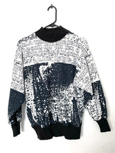 Load image into Gallery viewer, Vintage 80s Abstract Black and White French Velcro Sweatshirt
